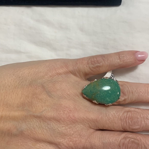 NWT JTV Pear Shaped Green Kingman Turquoise Ring - Picture 4 of 6